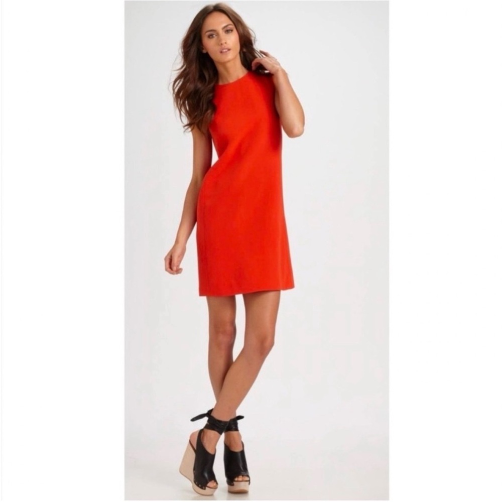 Vince 100% Silk Shift Dress Size 2 Red Sleeveless Crew Neck